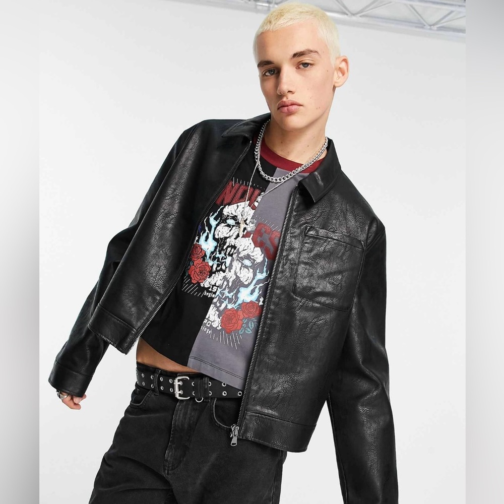 ASOS Design Cropped Faux Leather Jacket